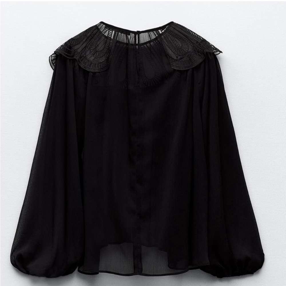 NWOT Zara organza bib collar blouse